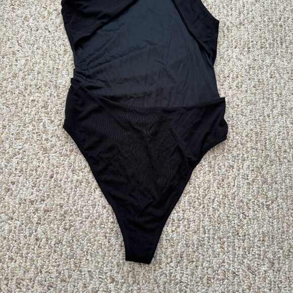 Zara Black Bodysuit Sexy Strap Back with Silver Embellished Bow Holiday XS - Picture 10 of 15